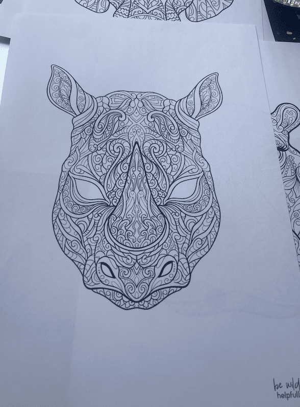 Mandala mit Nashornkopf ausdrucken und mit der Malauszeit starten