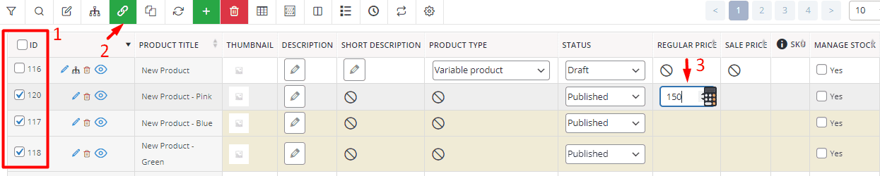 mark products and select bind edit tool