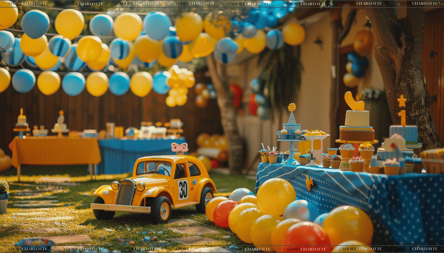 Racing Car Rev-up Boy First Birthday Theme Party Outdoor Decorations