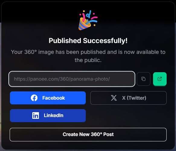 The Ultimate Guide to Viewing 360 Panoramas Online (No App Required) 5 Step 3.2 - The final shareable link generated, ready to be copied and sent to others.