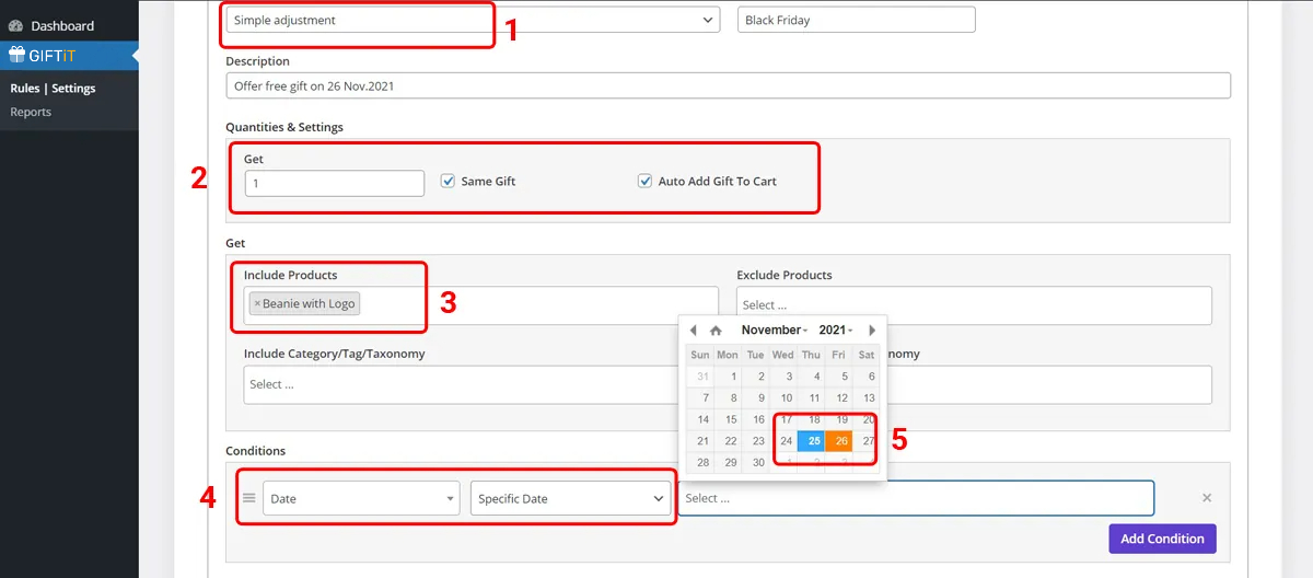 offer free gift on black Friday in WooCommerce