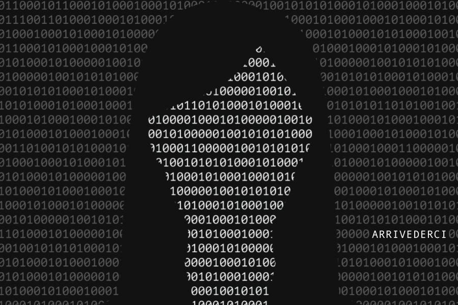 Binary code silhouette of a woman.