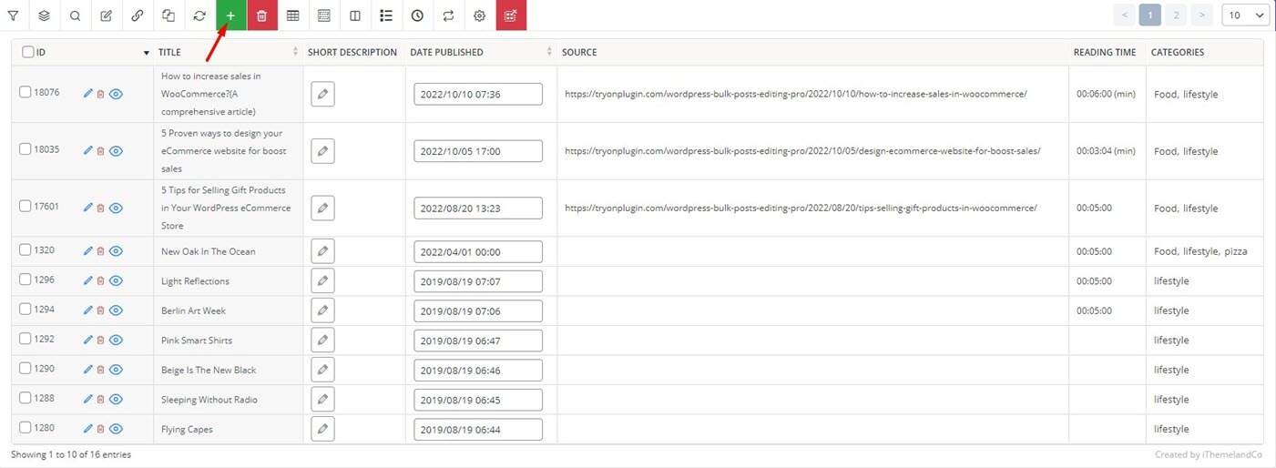 select add icon in plugin toolbar