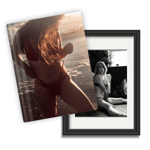 example wall art and heirloom boudoir album from ELI Boudoir Studios in Los Angeles