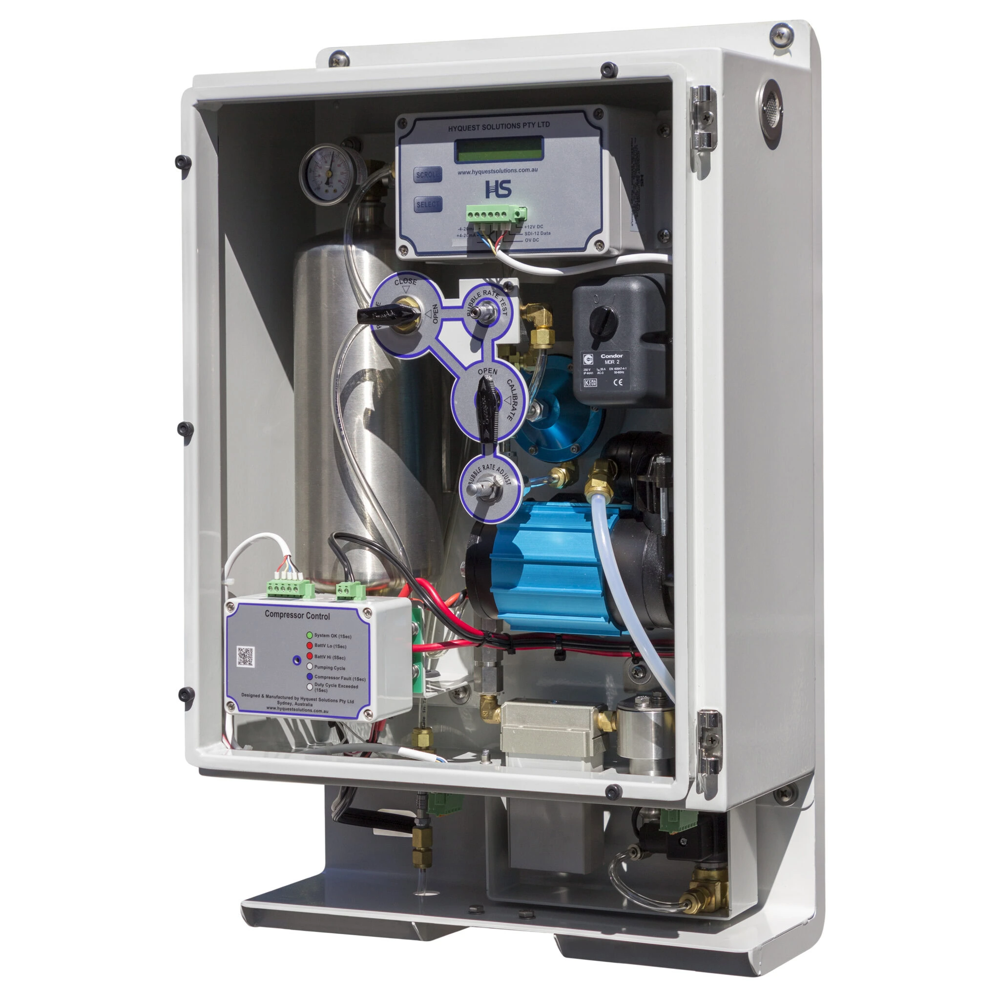 Neutral product image showing the HS40 3100 Series II with the enclosure open. Internal components and the housing are visible.