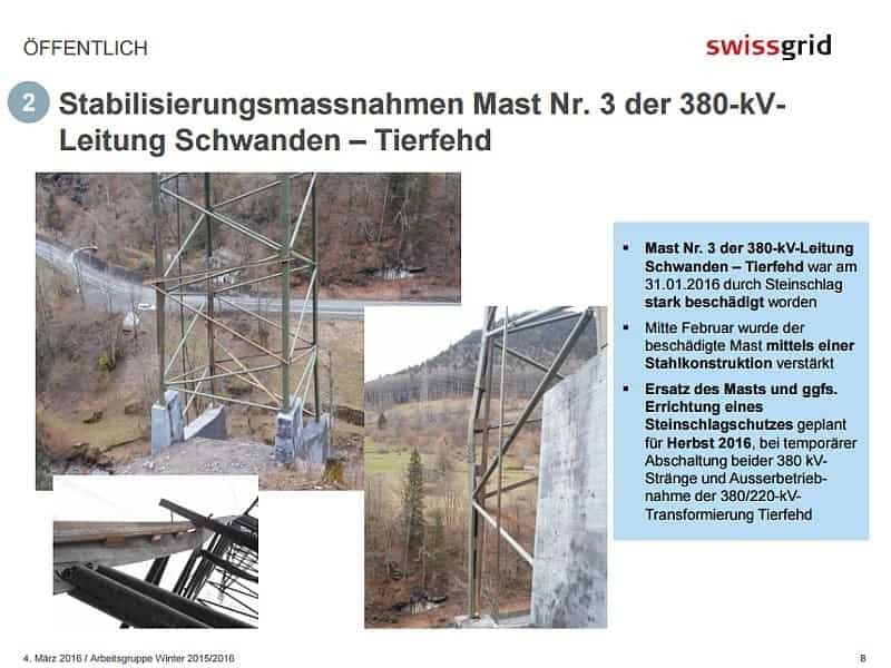 Stabilisierungsmassnahmen Mast Nr. 3