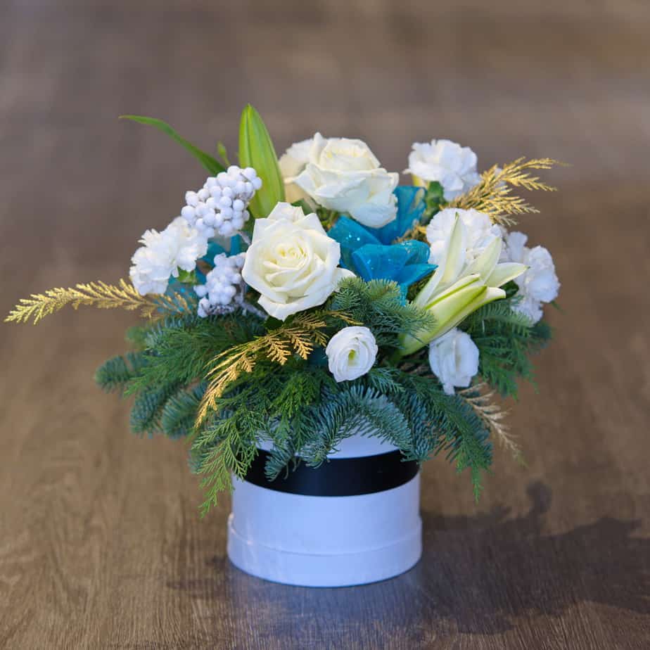 White Roses & Holiday Greens