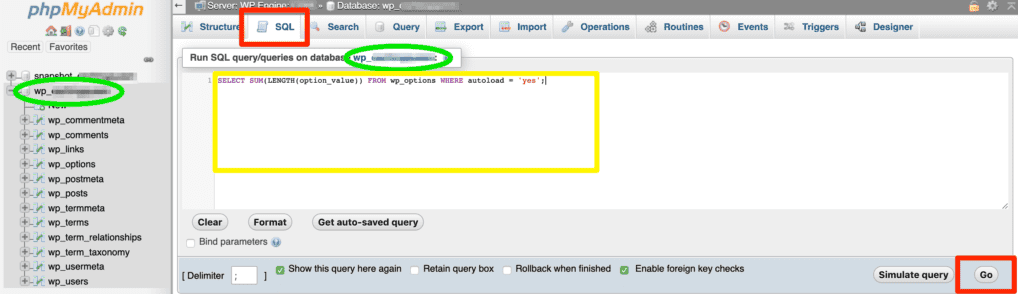run SQL code in PHPmyadmin