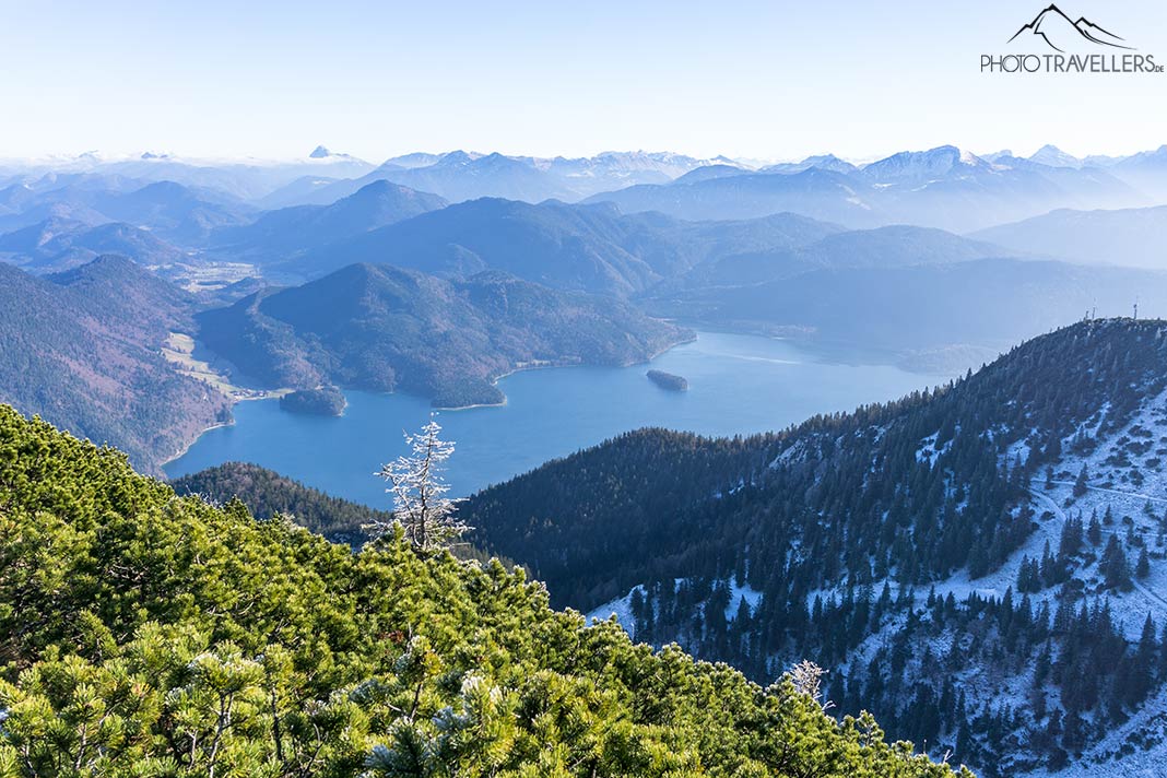 Der Blick vom Herzogstand auf den Walchensee