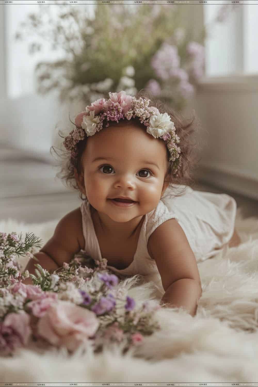 Cute baby with a flower headband