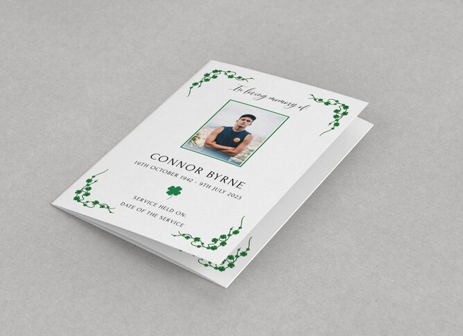 Irish Shamrock funeral order of service template 133 - Funeral Order Of