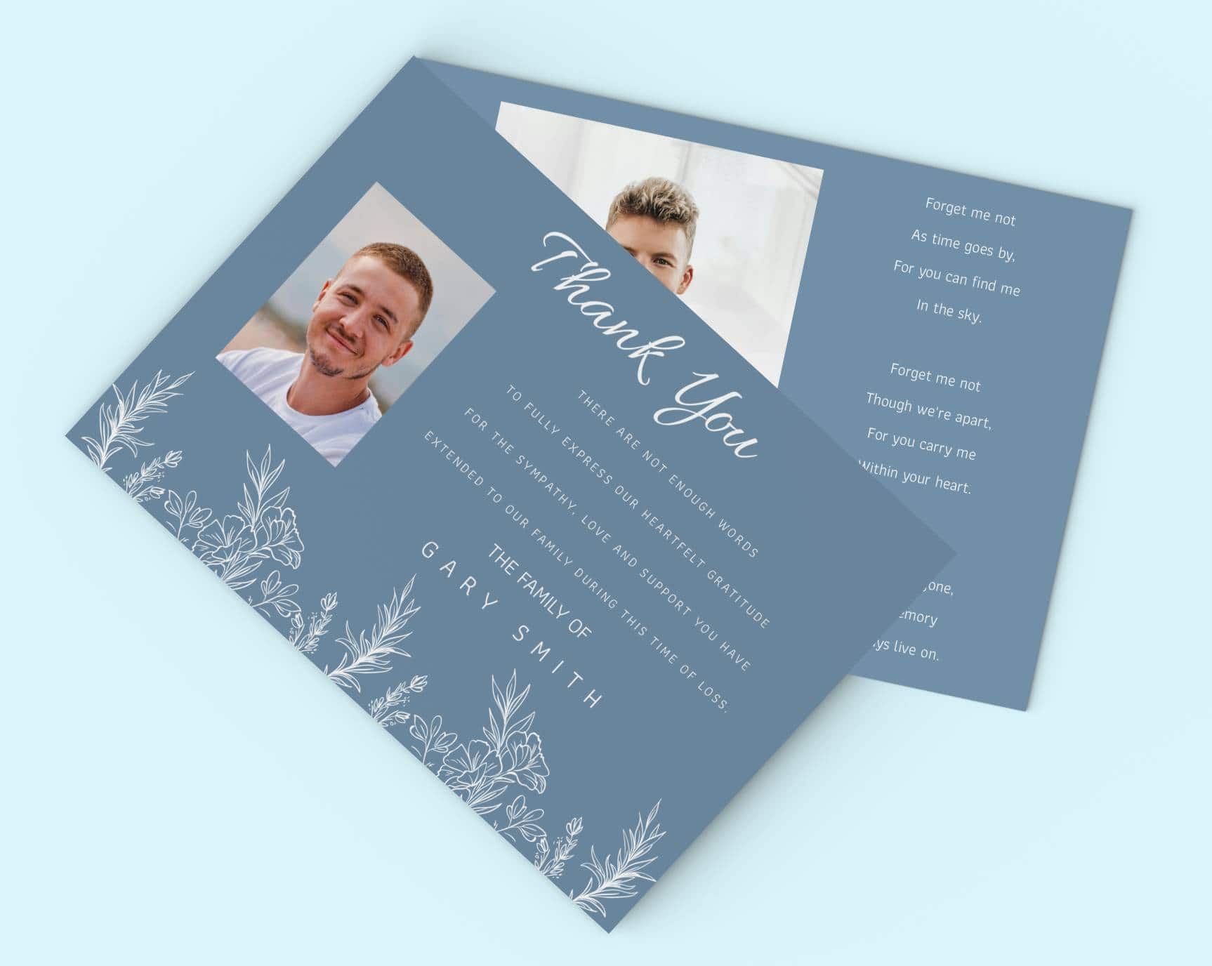 Funeral photo thank you card