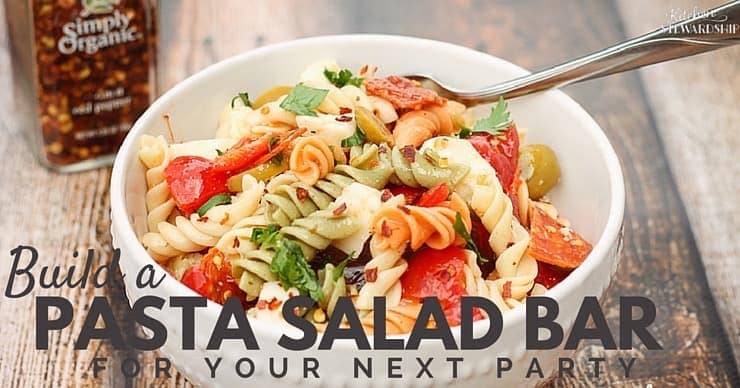 The best way to feed a crowd real food? Set up a build-your-own pasta salad bar. Fast, easy, and can be prepped completely ahead. Use it for all of your summer gatherings. Build a Pasta Salad Bar