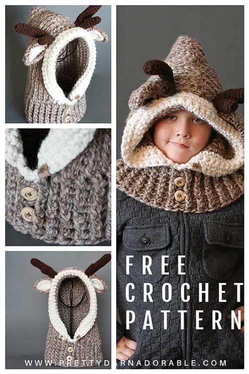 free crochet pattern for reindeer hood