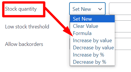 bulk edit stock quantity field