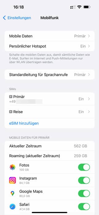 Das Einrichten einer eSIM beim iPhone