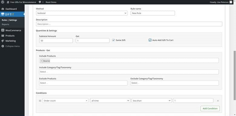 get gift to buy certain amount of product