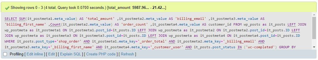 SQL code customer reports