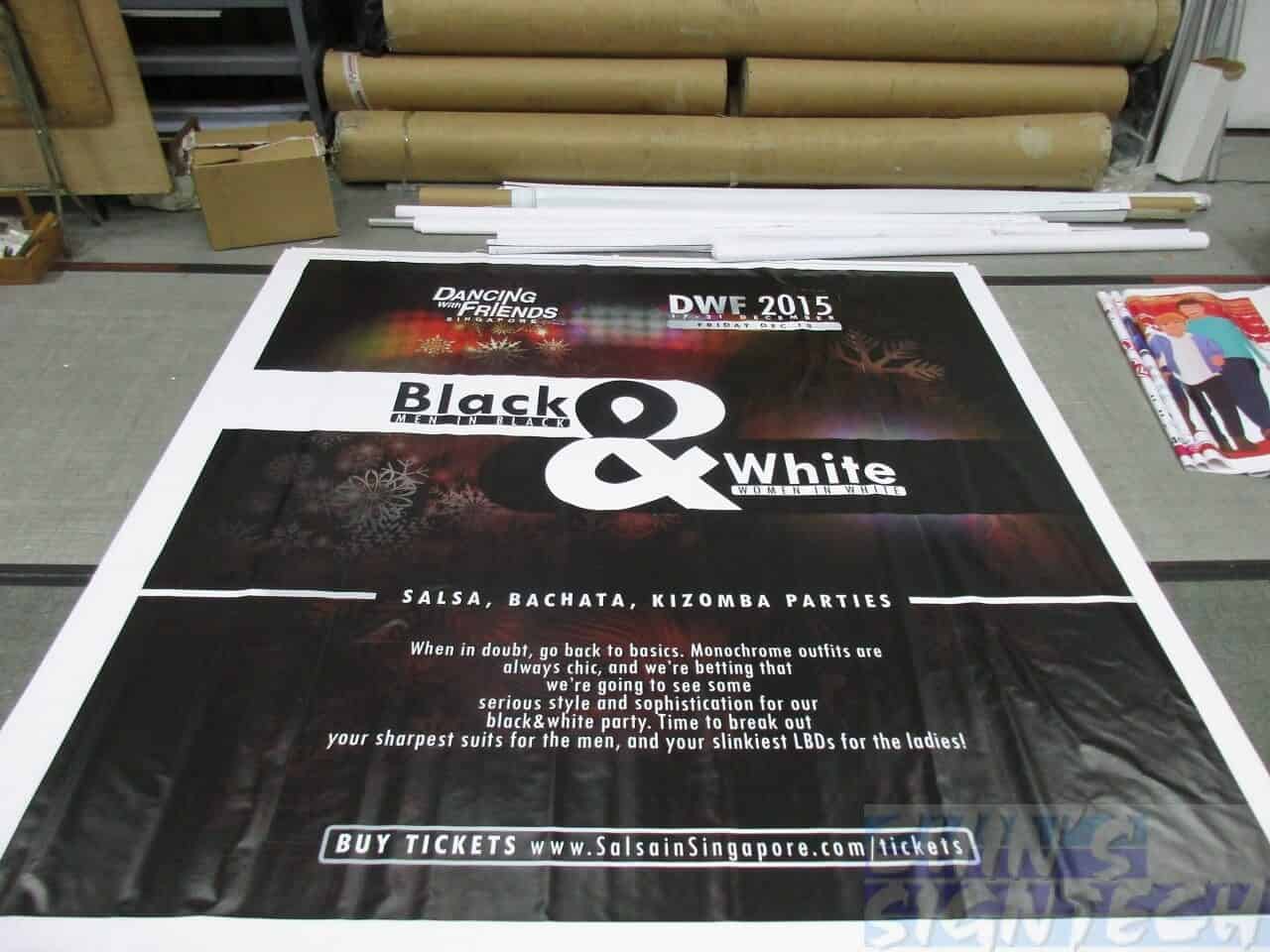8 x 5ft PVC banner printing for dancing with friends Photo Booth backdrop Black & White