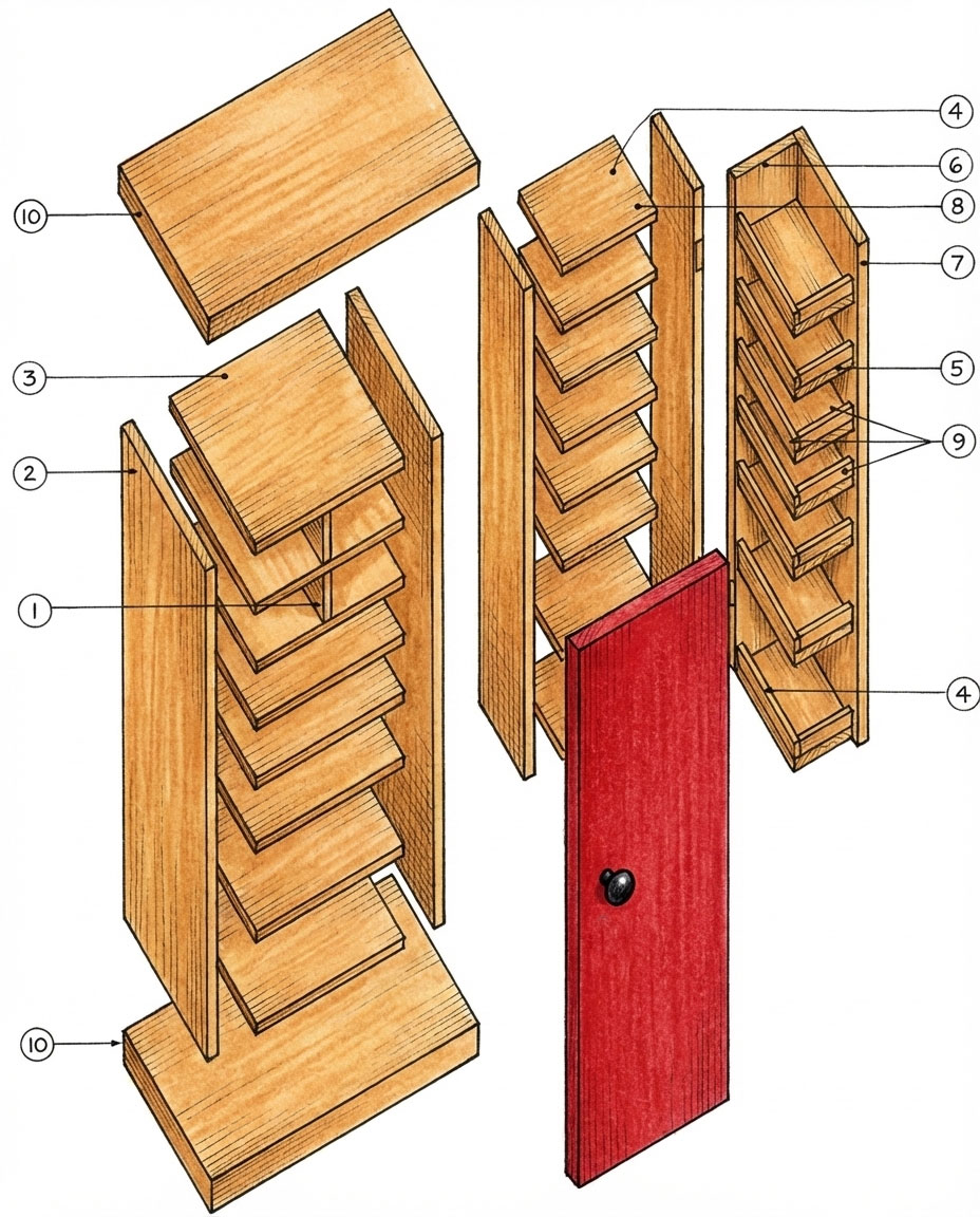 Teile des Dielenschranks