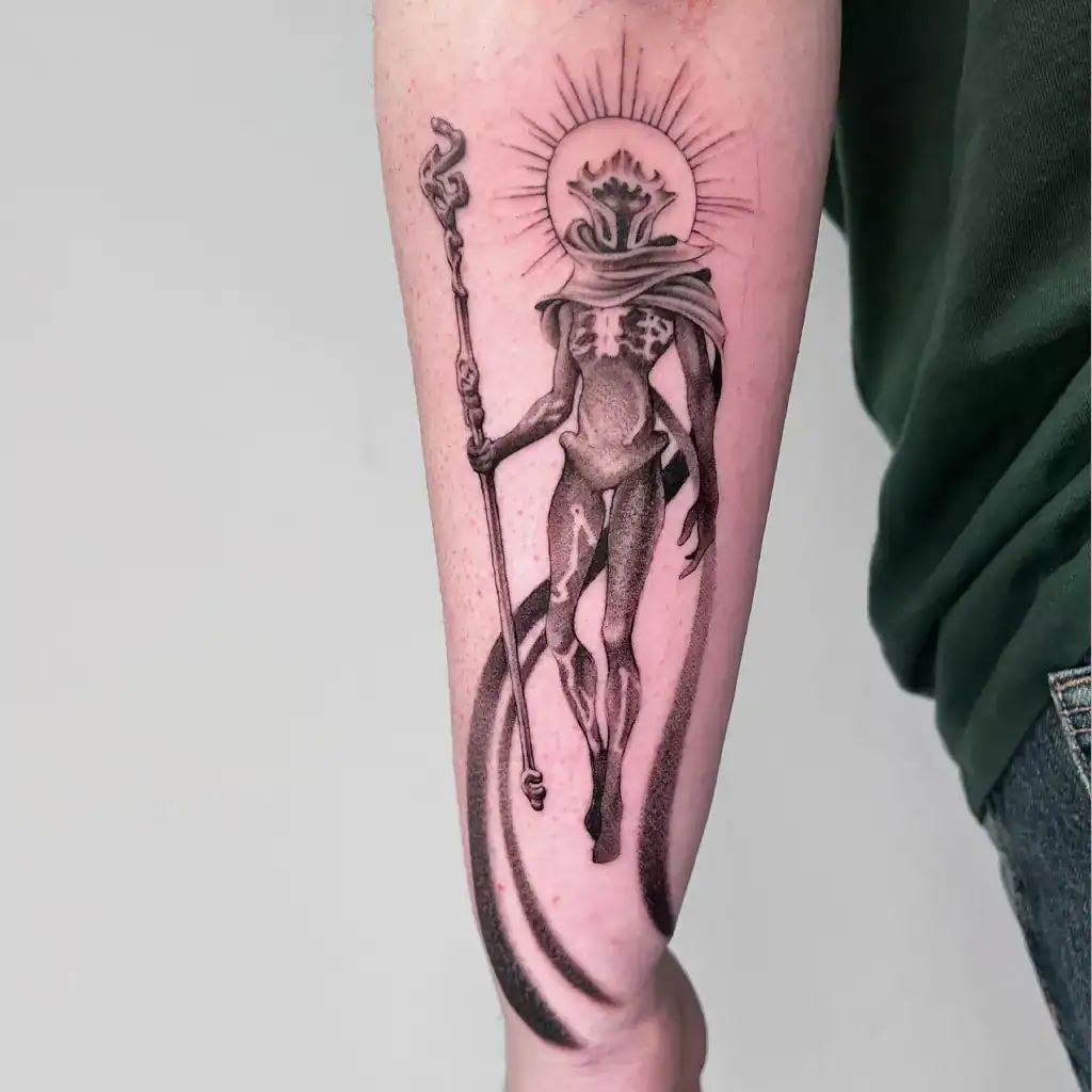 Dotwork Tattoo von Viktor aus der Serie Arcane