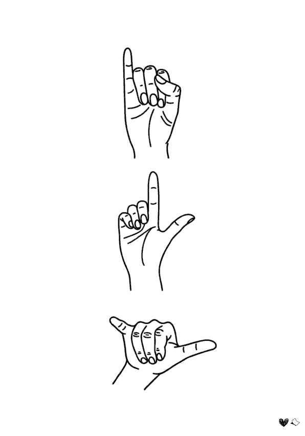 A4 Vorlage mit I love you Zeichensprache zum Ausdrucken