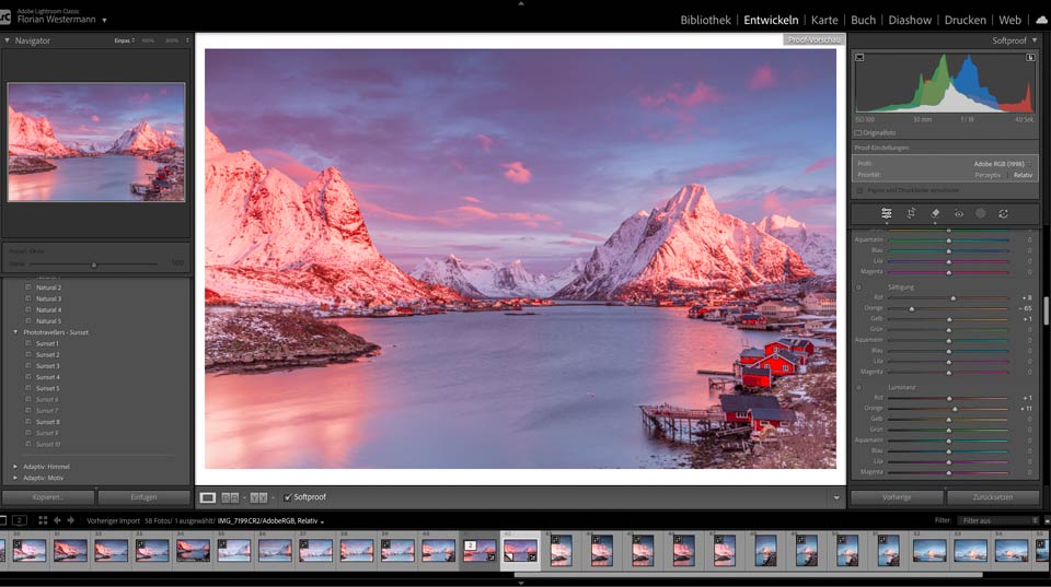 Zielmedien-Warnung in Adobe Lightroom Adobe RGB