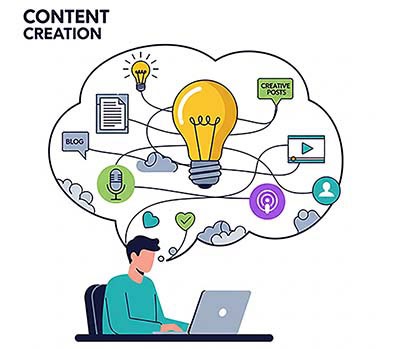 the hidden costs of poor content strategy Person brainstorming content creation ideas on laptop.