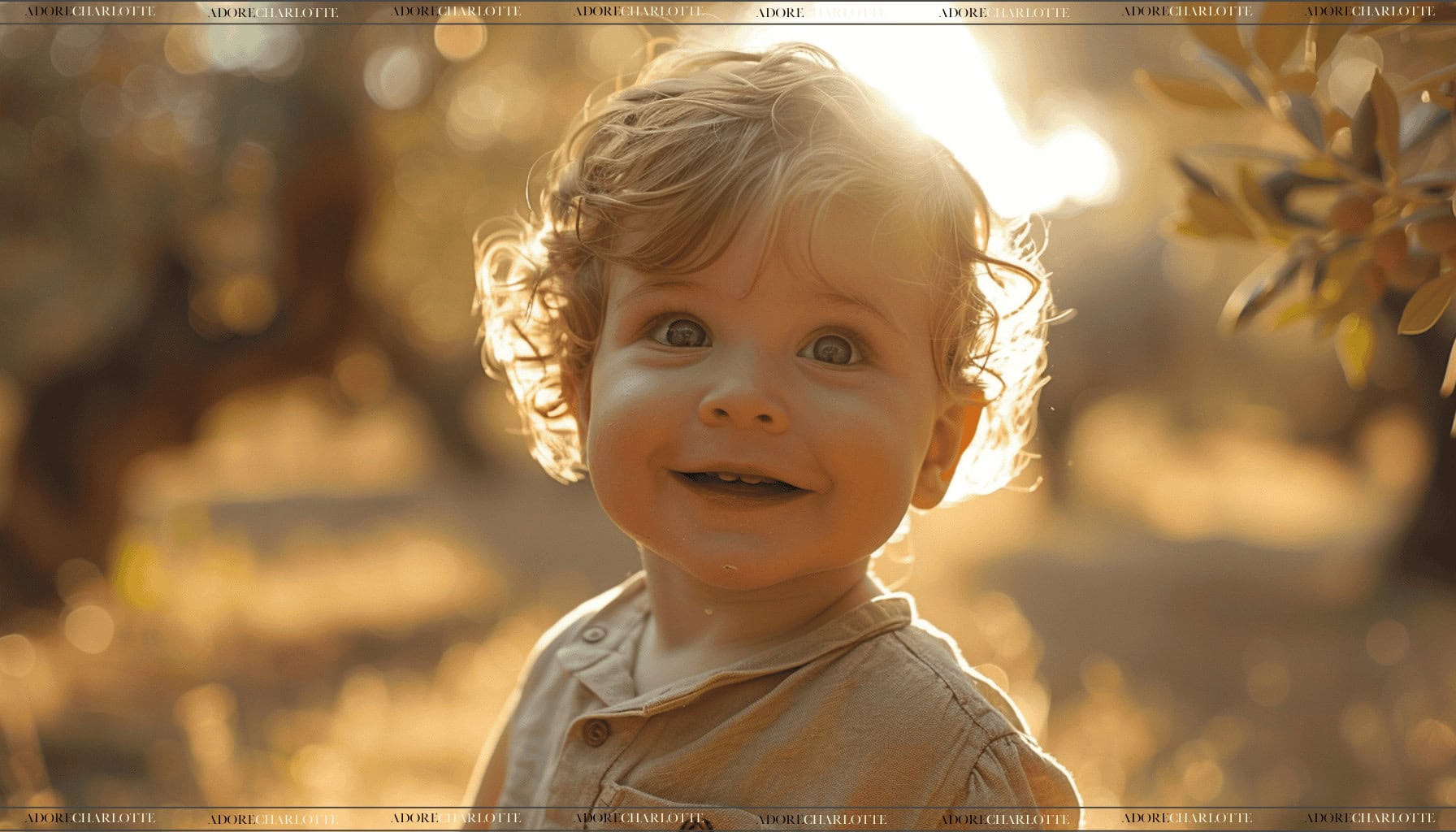 Beautiful little boy with blonde hair on a safari smiling