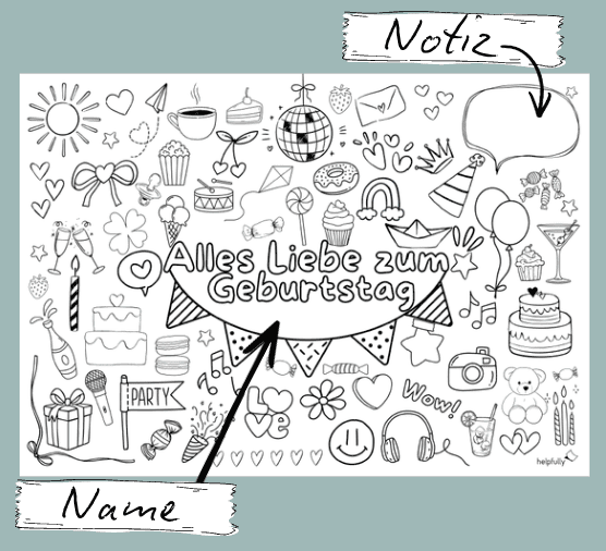 Schöne Geschenkidee zum Geburtstag: Malvorlage zum Geburtstag für Erwachsene