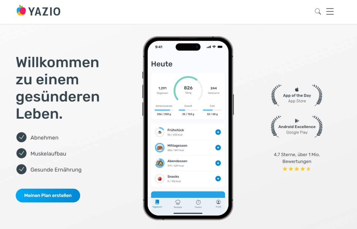 yazio Selftracking Apps