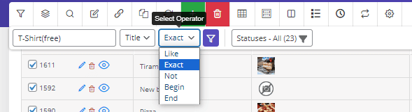 select operator from quick search