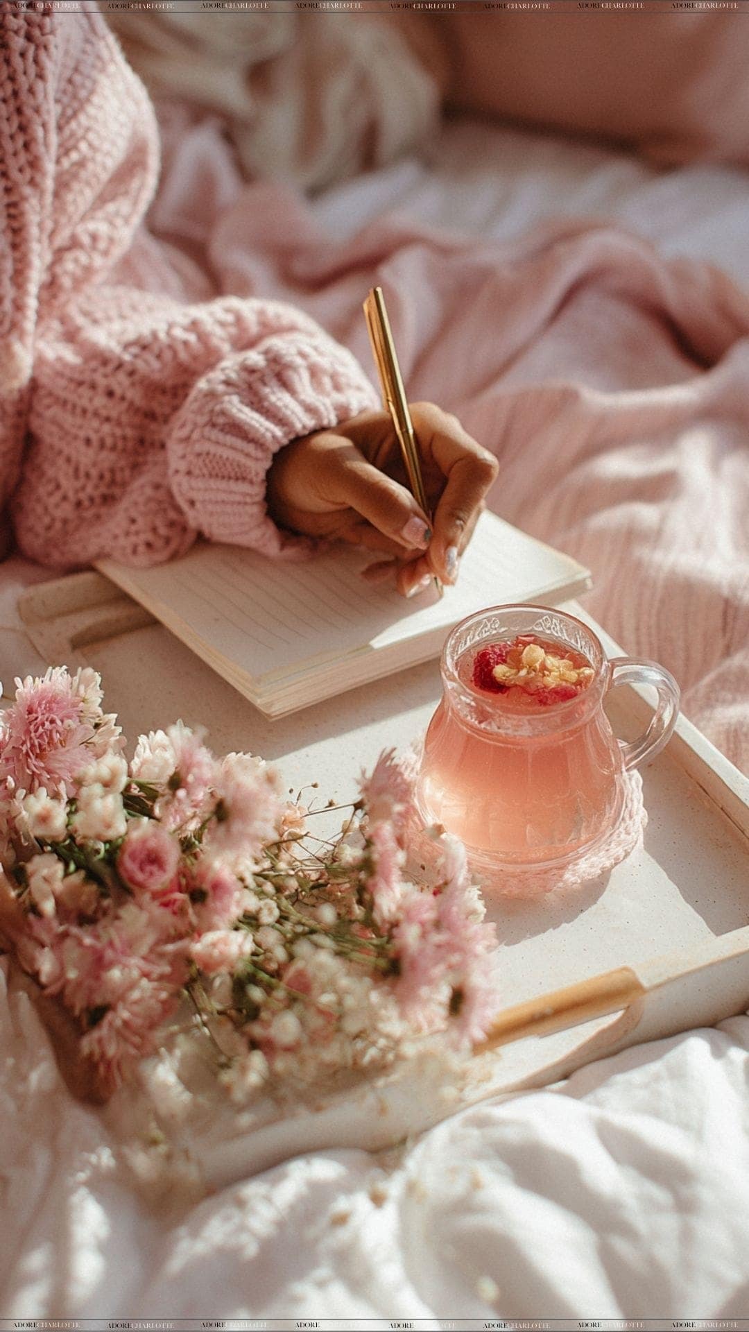 A woman writing on a notepad getting organised.