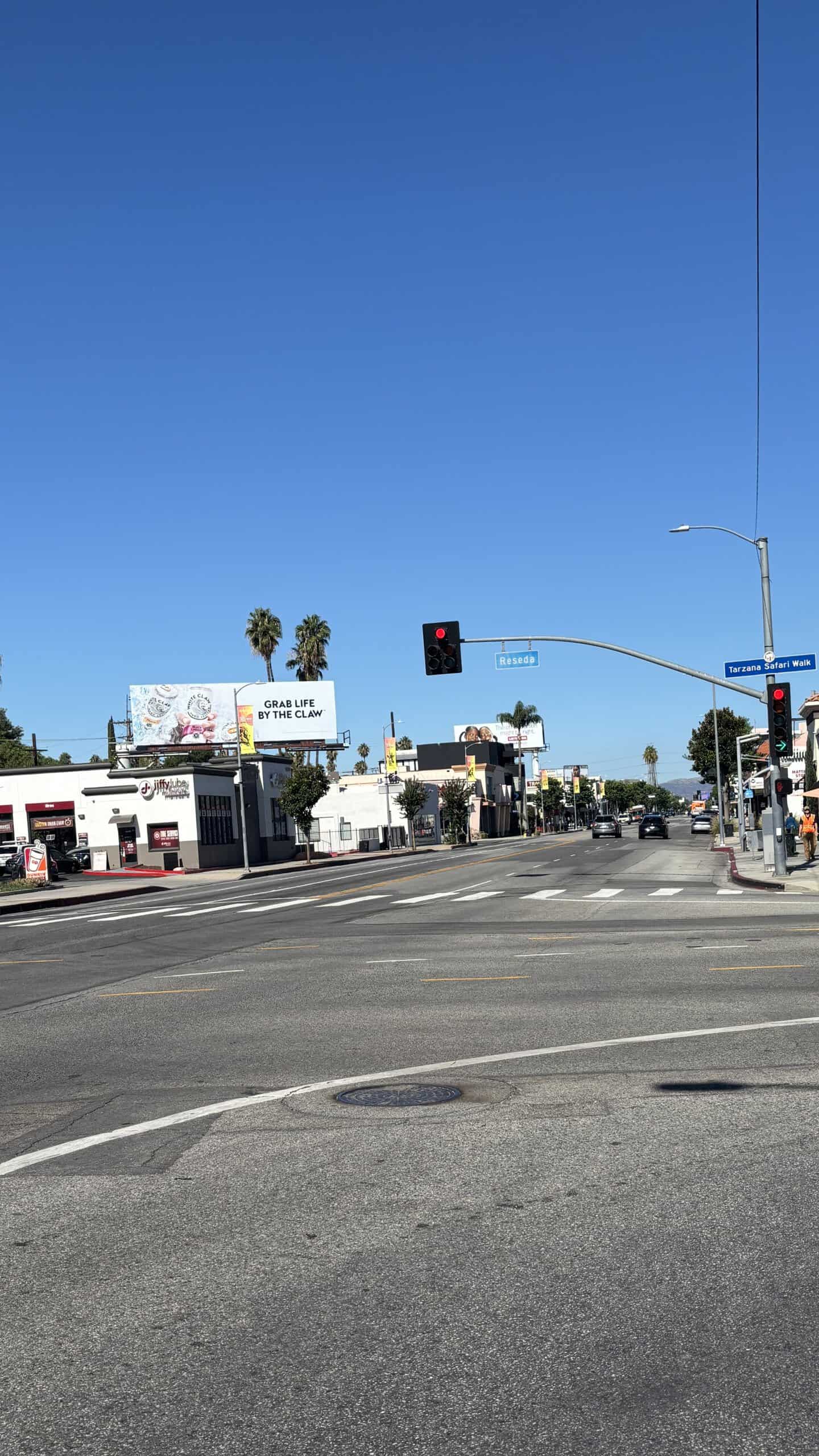 Ventura Boulevard, Tarzana, Los Angeles, 2025. Haskell, his wife and her parents shared a home in Tarzana.