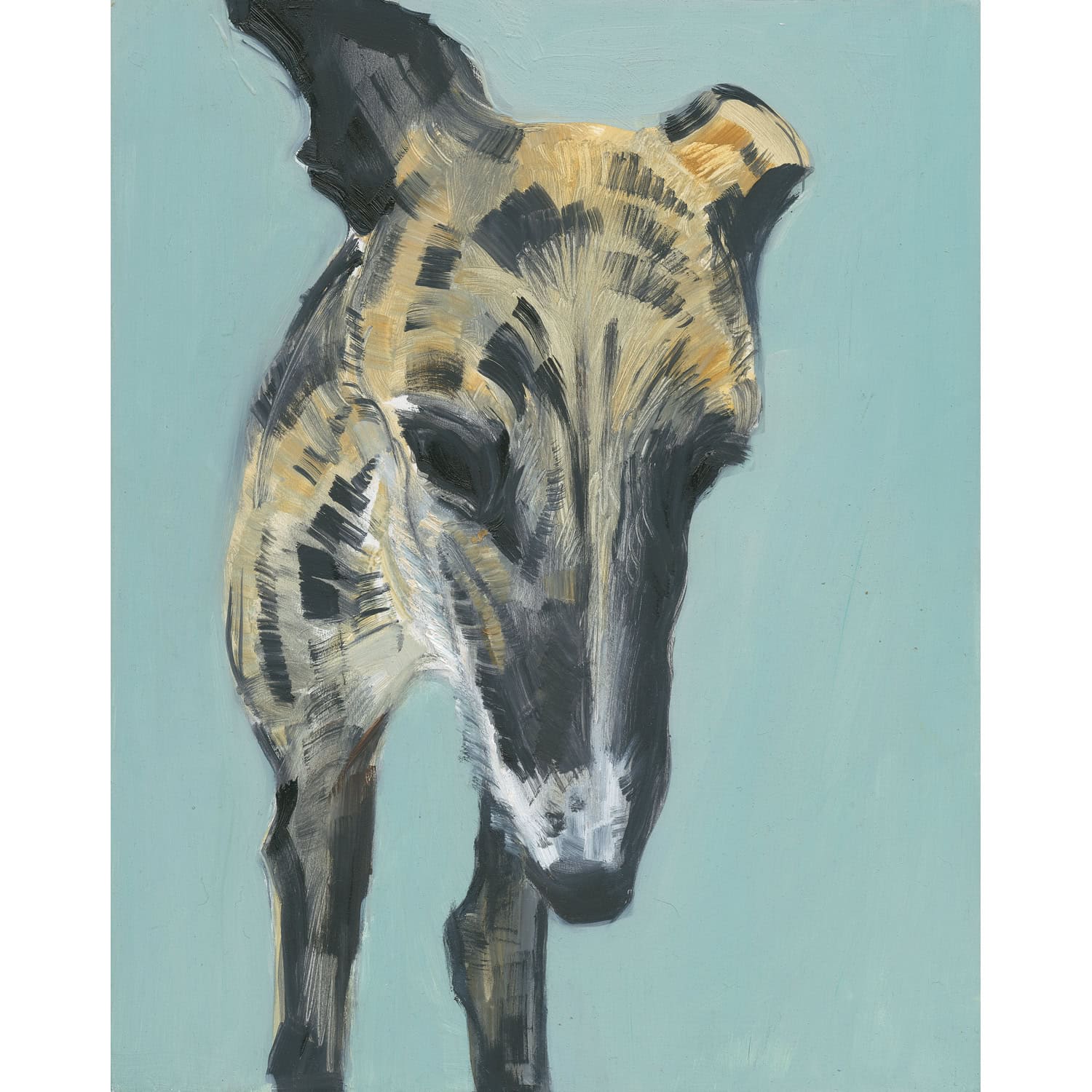 4693C Brindle on Light Blue Background – Sally Muir