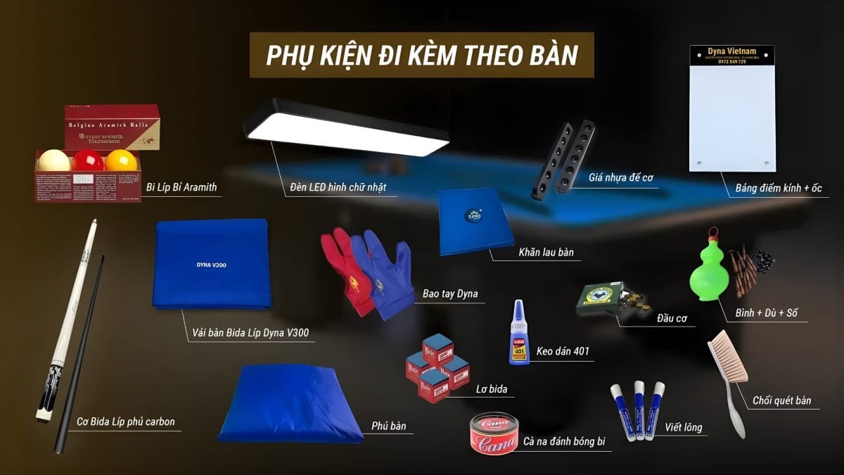 Phụ kiện chính hãng kèm theo bàn | Bida Hoàng Anh Nam Group