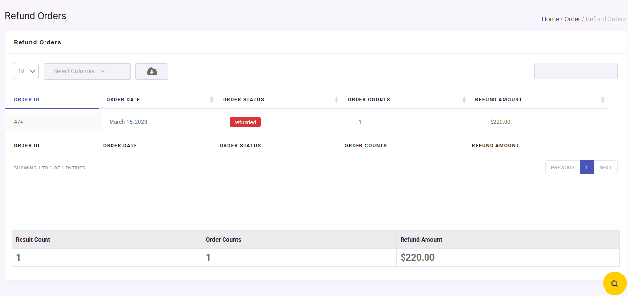 View refund orders report in woo report pluin