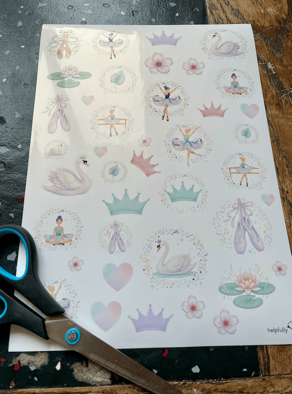 Ballerina Motive, hier als Aufkleber ausgedruckt