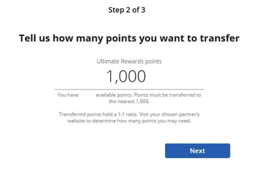 Converting Chase Points to United Miles (Step-by-Step) 4 Step 2 Enter Transfer Amount