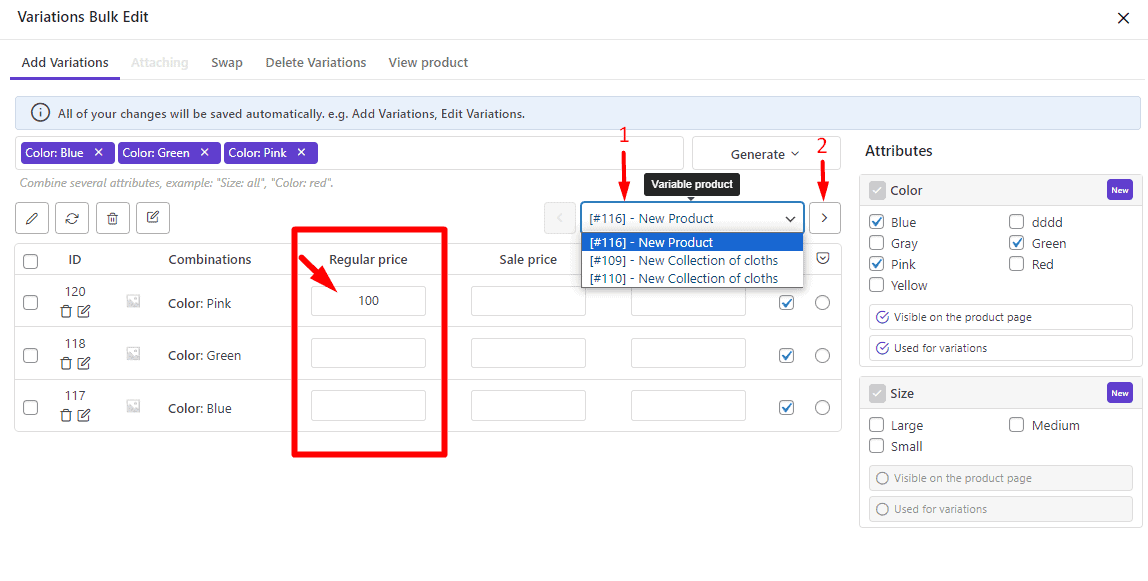 Inline edit price for multiple WooCommerce variable products