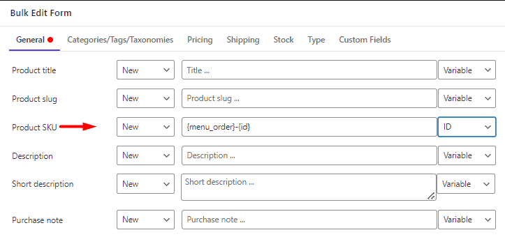 Add menu order and Product ID to product SKU