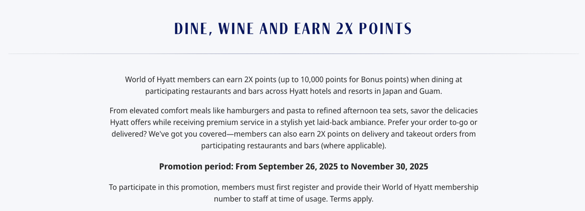 Hyatt Japan & Guam Dining Promo Review: 2X Points (Up to 10k) 2 Hyatt Japan & Guam Dining 2X Points Offer