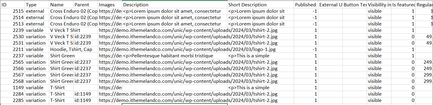 Export products result in Excel file