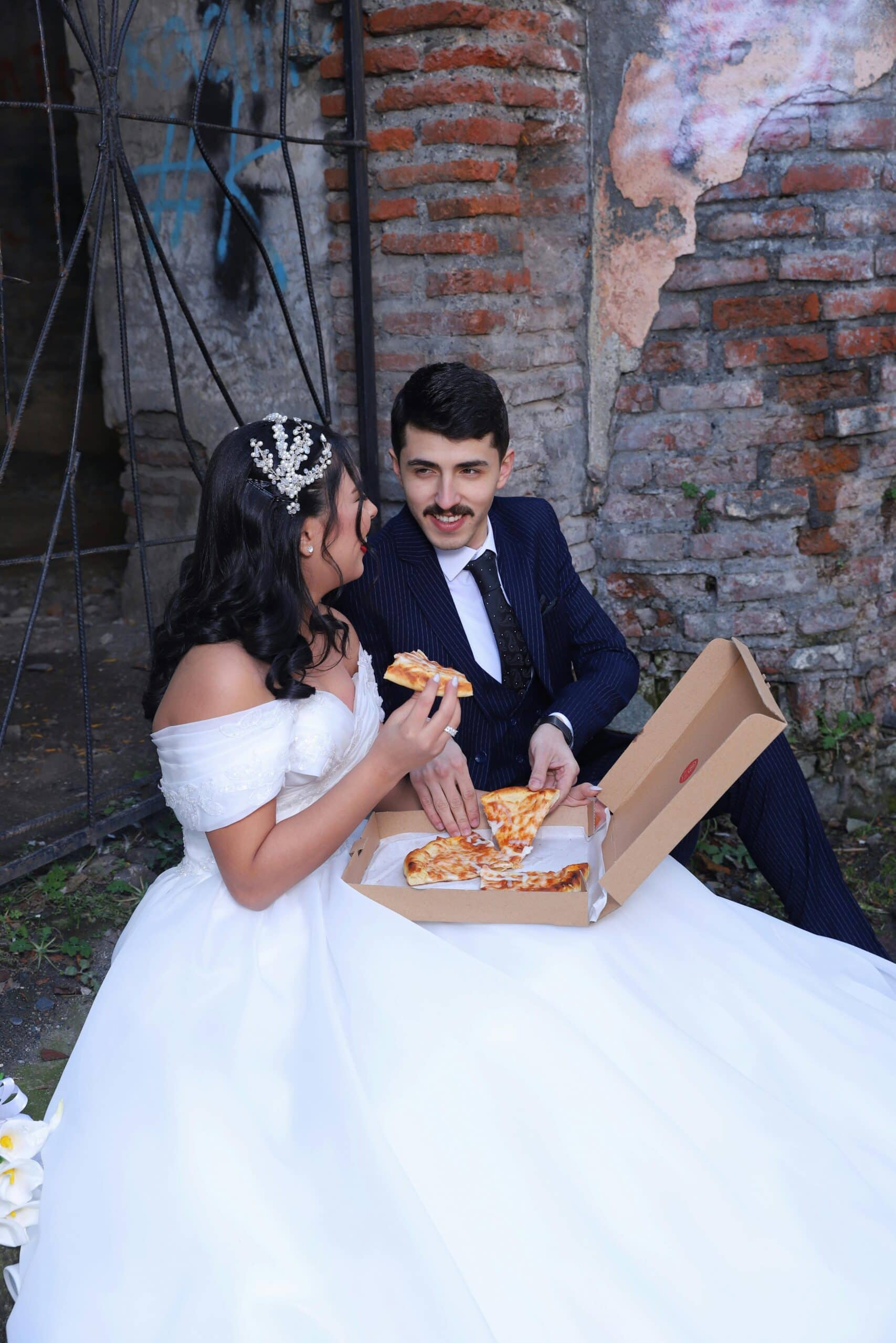 Bride Eating Pizza