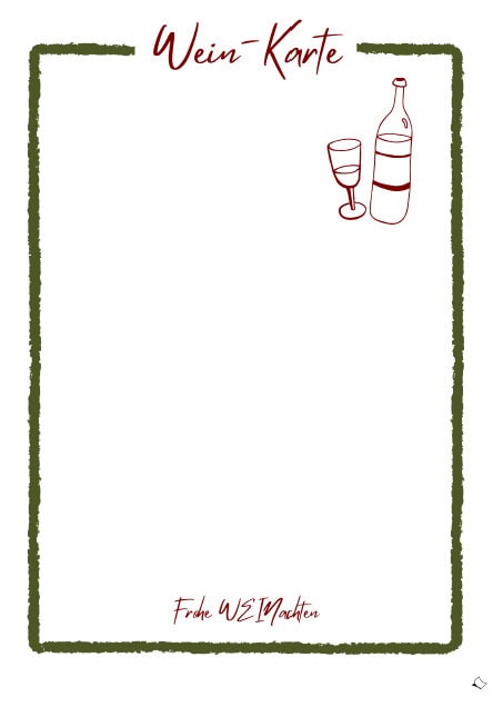 Weinkarte A4 in Rot-Grün zum Ausdrucken fürs Weihnachtsessen