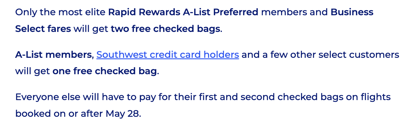 Southwest A-List vs. A-List Preferred: Elite Status Benefits Guide (U.S. Travelers) 6 Southwest Airlines Ends Free Checked Bags for Most