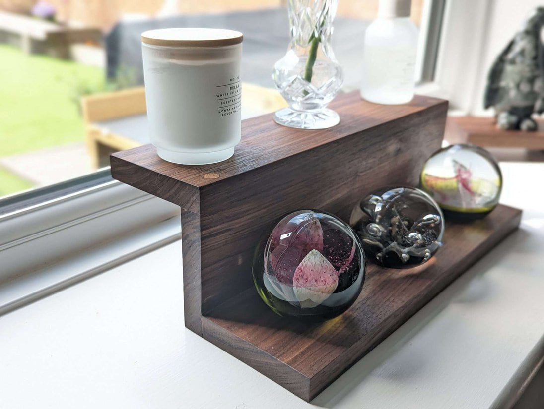 Floating countertop shelf, Windowsill stand, bathroom shelf, plant display shelf, shop display - Solid Black Walnut