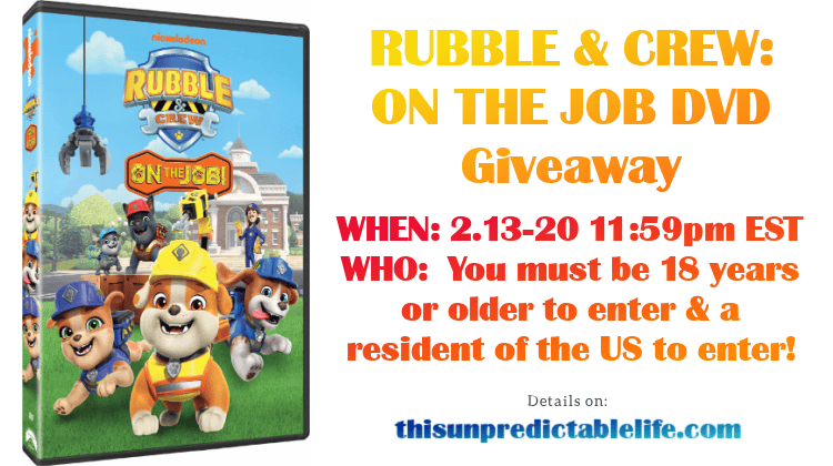 RUBBLE & CREW: ON THE JOB DVD Giveaway 1 Week Only Ends 2.20 1 rubble & crew: on the job dvd