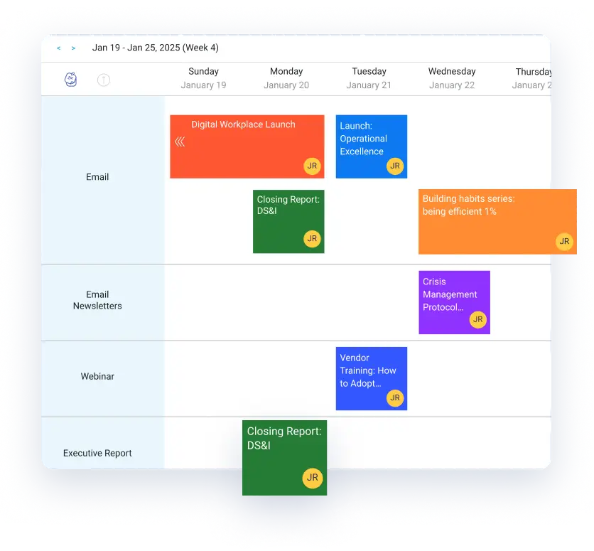 Home 14 ICPlan Internal Communications Software allows you to easily track resources and workflow