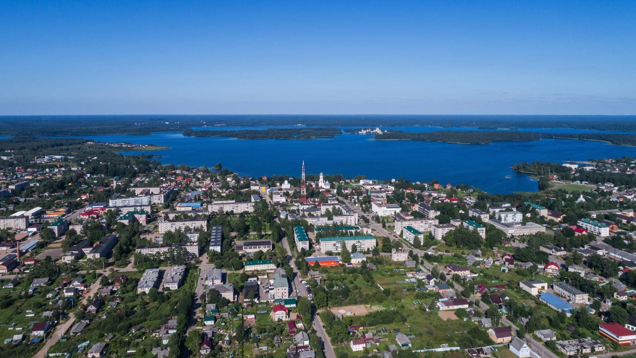 Valdai, Novgorod Oblast, from the air, July 2018. Olga Budunova was killed in her apartment in the town.